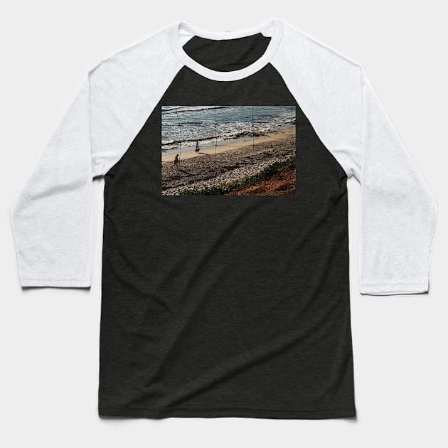 Dog walk by sea Baseball T-Shirt by mindprintz